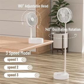 img 3 attached to 🌀 Versatile and Convenient 8 inch Oscillating Fan: Foldable, Remote Controlled, with Humidifier, Night Light, and 7200mAh Battery