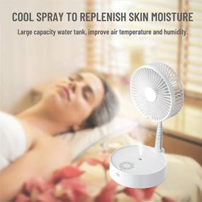 img 1 attached to 🌀 Versatile and Convenient 8 inch Oscillating Fan: Foldable, Remote Controlled, with Humidifier, Night Light, and 7200mAh Battery