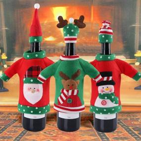 img 2 attached to 🎄 OurWarm 3pcs Christmas Wine Bottle Cover: Festive Ugly Christmas Sweater Party Decorations