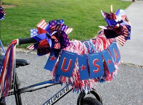 img 1 attached to 🚲 Patriotic Bicycle Ribbon Streamer Scooter Tassel for July 4th Independence Day Bike and Tike Parade, Red White Blue, 1 Pair