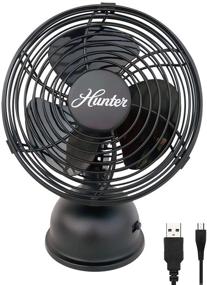 img 4 attached to 🌬️ Stay Cool with the HUNTER Personal Retro USB Fan, 5 inch, Matte Black
