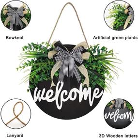 img 1 attached to 🏡 Pinkpum Front Door Decor: Welcome Sign for Front Door, Spring Front Porch Decor, Rustic Wooden Wreath Door Hanging – Outdoor Farmhouse Welcome Home Signs for Porch, Wall, and Home Decoration