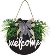 🏡 pinkpum front door decor: welcome sign for front door, spring front porch decor, rustic wooden wreath door hanging – outdoor farmhouse welcome home signs for porch, wall, and home decoration логотип