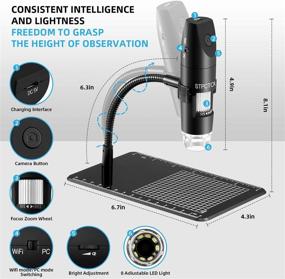 img 2 attached to Handheld Portable WiFi Microscope Camera with 8 LED Lights for iPhone/iPad/Android Phone/Tablet/PC - STPCTOU Wireless Digital Microscope USB 50X-1000X 2MP 1080P