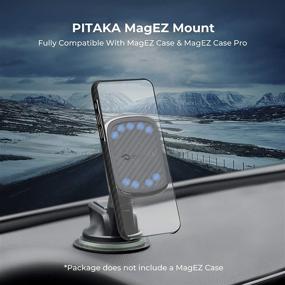 img 3 attached to 📱 PITAKA MagEZ Mount: Магнитное автомобильное крепление для телефона с регулируемым анти-вибрацией и вращением на 360°. Универсальное крепление на присоске для iPhone, Galaxy и смартфонов.