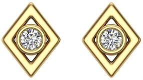 img 2 attached to Dazzling Diamond Earrings: Kite-Shape Studs in Bezel Settings, Crafted in 10K Gold (0.10 ctw)