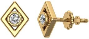 img 4 attached to Dazzling Diamond Earrings: Kite-Shape Studs in Bezel Settings, Crafted in 10K Gold (0.10 ctw)