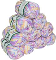 mangocore 500g 10pcs bamboo cotton hand knitting yarn - soft, smooth, and natural baby cotton yarn in mix white, purple, and yellow - knitted with 2.25mm needles logo
