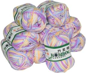 img 1 attached to Mangocore 500g 10Pcs Bamboo Cotton Hand Knitting Yarn - Soft, Smooth, and Natural Baby Cotton Yarn in Mix White, Purple, and Yellow - Knitted with 2.25mm Needles