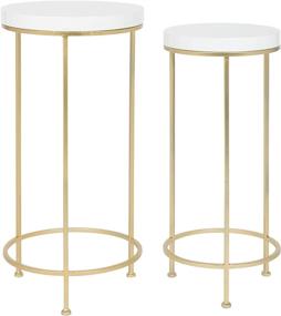 img 2 attached to 🪑 Stylish and Versatile Nesting Tables: Kate and Laurel Espada Metal and Wood 2 Piece Set with White Top and Gold Base