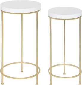 img 4 attached to 🪑 Stylish and Versatile Nesting Tables: Kate and Laurel Espada Metal and Wood 2 Piece Set with White Top and Gold Base