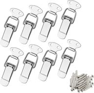 premium stainless steel spring loaded toggle - 8pcs with 32pcs mounting screws | auhoky latch catch hasps clamp clip for case box chest trunk (72mm overall length) logo