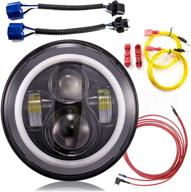 7-дюймовые led-фары suitech с ярким светодиодом dlr halo для джипов wrangler, грузовиков hummer и мотоциклов - в комплекте адаптер от h4 до h13 (пара с белым halo) логотип