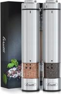 🍽️ enhance your dining experience with our premium electric salt and pepper grinder set - elegant battery operated stainless steel grinders pack of 2 - convenient automatic mills with led light and caps at bottom логотип