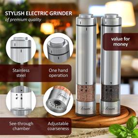 img 3 attached to 🍽️ Enhance Your Dining Experience with our Premium Electric Salt and Pepper Grinder Set - Elegant Battery Operated Stainless Steel Grinders Pack of 2 - Convenient Automatic Mills with LED Light and Caps at Bottom