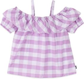 img 1 attached to 👗 Nautica Girls Shoulder Gingham Orange Dress: Trendy Girls' Clothing for a Stylish Look