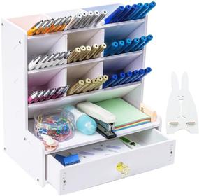 img 4 attached to 🖋️ Efficient DIY Wooden Desk Pen Organizer with Drawer – Ideal for Home Office and Stationary Storage