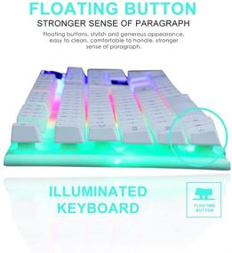 img 3 attached to 🌈 CALUOMATT Wired Glow Gaming Keyboard and Mouse Combo Set with 104 Keys, Rainbow Backlight, and Lightweight Design for PC Gamers (White) - USB Keyboard and Mouse Combo