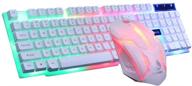 🌈 caluomatt wired glow gaming keyboard and mouse combo set with 104 keys, rainbow backlight, and lightweight design for pc gamers (white) - usb keyboard and mouse combo logo