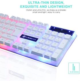 img 2 attached to 🌈 CALUOMATT Wired Glow Gaming Keyboard and Mouse Combo Set with 104 Keys, Rainbow Backlight, and Lightweight Design for PC Gamers (White) - USB Keyboard and Mouse Combo