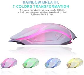 img 1 attached to 🌈 CALUOMATT Wired Glow Gaming Keyboard and Mouse Combo Set with 104 Keys, Rainbow Backlight, and Lightweight Design for PC Gamers (White) - USB Keyboard and Mouse Combo