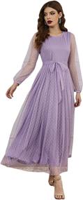 img 4 attached to MakeMeChic Womens Bishop Sleeve Belted Women's Clothing in Dresses