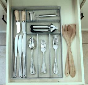img 2 attached to 🔪 Organize Your Kitchen with our Mesh Large Cutlery Tray - 6 Compartments for Silverware Storage and Utensil Flatware Organization