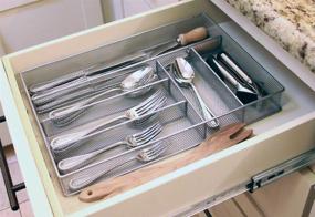 img 3 attached to 🔪 Organize Your Kitchen with our Mesh Large Cutlery Tray - 6 Compartments for Silverware Storage and Utensil Flatware Organization