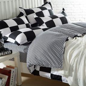 img 3 attached to 🖤 Stylish Nokolulu Duvet Cover Twin Size - Black and White Buffalo Check 2 Piece Set: Soft Washed Microfiber, Modern Buffalo Plaid Bedding with Zipper - Black