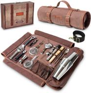 🍹 barillio bartender kit bag - portable travel cocktail set with bar tools - professional 17-piece bar tool set in a convenient waxed canvas bag with shoulder strap logo