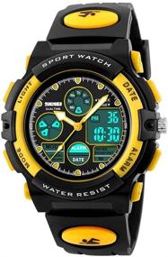 img 4 attached to Golden Hour Kids Digital Sport Waterproof Boys Watch - Outdoor 12/24 H Alarm, EL Backlight, Stopwatch, Military Child Wristwatch - Ages 5-15