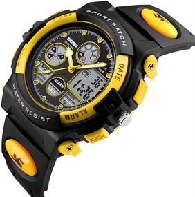 img 3 attached to Golden Hour Kids Digital Sport Waterproof Boys Watch - Outdoor 12/24 H Alarm, EL Backlight, Stopwatch, Military Child Wristwatch - Ages 5-15