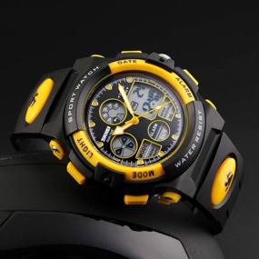 img 2 attached to Golden Hour Kids Digital Sport Waterproof Boys Watch - Outdoor 12/24 H Alarm, EL Backlight, Stopwatch, Military Child Wristwatch - Ages 5-15
