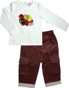 img 4 attached to Adorable Fall/Winter Halloween Thanksgiving Outfits for Baby Toddler Little Boys - Tshirt Top & Pants Set