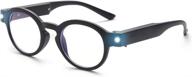 👓 oushiun round eyeglasses with led light and blue light blocking for nighttime reading, anti-eyestrain and brightness logo