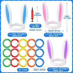 img 3 attached to Bunny Ear Toss Game Set with Inflatable Ears, Rings, and Inflator: Perfect Bunny Ear Party Supplies and Family Fun