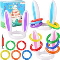 bunny ear toss game set with inflatable ears, rings, and inflator: perfect bunny ear party supplies and family fun логотип