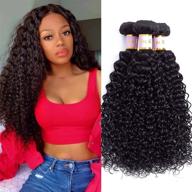 🏾 tinall hair brazilian virgin kinky curly 3 bundles (14 16 18 inch) 10a 100% unprocessed human hair weave extensions in natural black logo