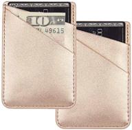 ucolor two pack phone card holder pu leather rose gold wallet pocket credit card id case pouch 3m adhesive sticker for samsung galaxy android smartphones (compatible with 4.7-inch screens and above) logo