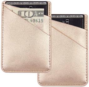 img 4 attached to uCOLOR Two Pack Phone Card Holder PU Leather Rose Gold Wallet Pocket Credit Card ID Case Pouch 3M Adhesive Sticker for Samsung Galaxy Android Smartphones (Compatible with 4.7-inch Screens and above)