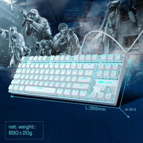 img 3 attached to 💻 Compact 87 Keys White Mechanical Gaming Keyboard, MageGee MK-Star LED Backlit Keyboard with Blue Switches for Windows Laptop Gaming PC