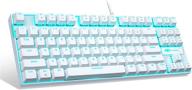 💻 compact 87 keys white mechanical gaming keyboard, magegee mk-star led backlit keyboard with blue switches for windows laptop gaming pc logo