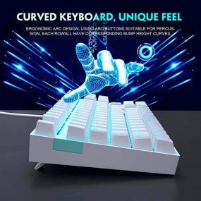 img 2 attached to 💻 Compact 87 Keys White Mechanical Gaming Keyboard, MageGee MK-Star LED Backlit Keyboard with Blue Switches for Windows Laptop Gaming PC