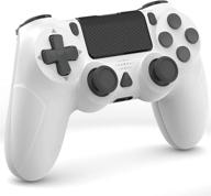 🎮 enhanced wireless pro controller: ps4/pro/slim compatible gamepad with dual motors, motion sensor, and built-in 1000mah rechargeable battery – white logo