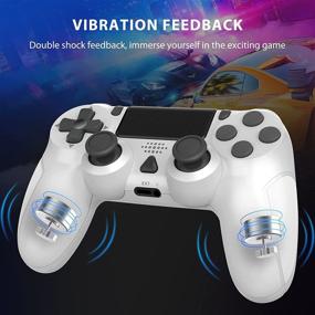 img 2 attached to 🎮 Enhanced Wireless Pro Controller: PS4/Pro/Slim Compatible Gamepad with Dual Motors, Motion Sensor, and Built-in 1000mAh Rechargeable Battery – White