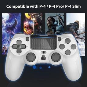 img 3 attached to 🎮 Enhanced Wireless Pro Controller: PS4/Pro/Slim Compatible Gamepad with Dual Motors, Motion Sensor, and Built-in 1000mAh Rechargeable Battery – White