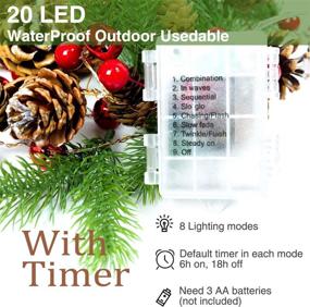 img 2 attached to 🎄 HomeKaren Christmas Garland Lights: Battery Operated, 6.7Ft String with Pine Cone, Red Berry, Jingle Bell - 20 LED for Xmas Decor - Indoor/Outdoor use