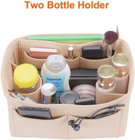 img 2 attached to 👜 Felt Purse Organizer Insert: Efficient Storage Solution with Bottle Holder for Speedy Handbags