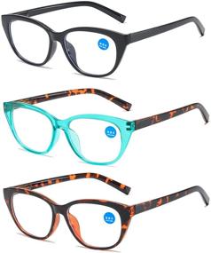 img 3 attached to 👓 XHBEK 3 Pack Women's Blue Light Blocking Reading Glasses - Anti Glare UV Eyeglasses with Spring Hinges