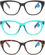 👓 xhbek 3 pack women's blue light blocking reading glasses - anti glare uv eyeglasses with spring hinges logo